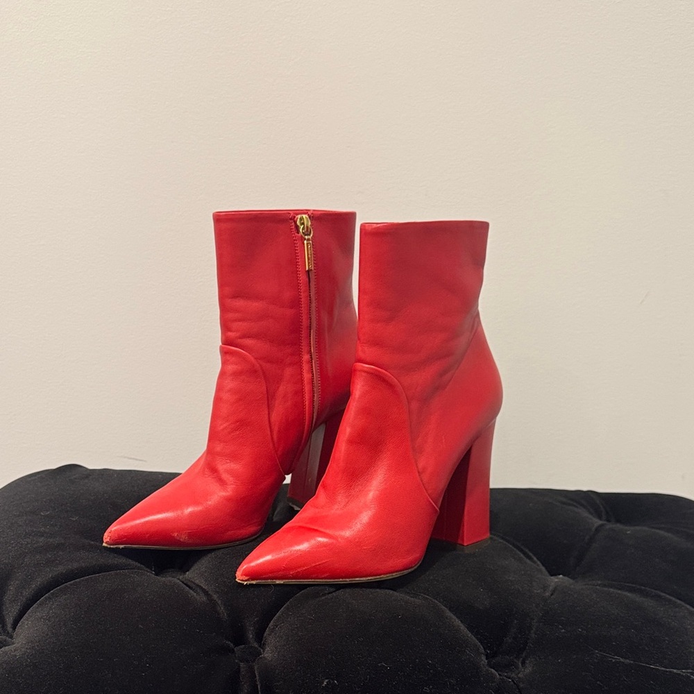 Dolce & Gabbana Red Leather Ankle Boots size 39